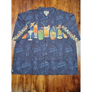Big Dogs Mens NWT 2X Hawaiian Button Front Shirt It's 5 O'Clock Somewhere